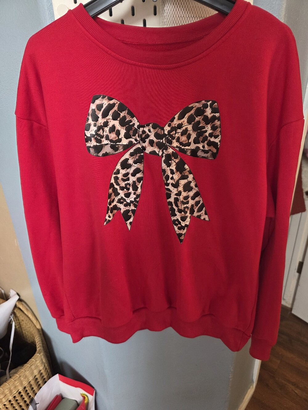Red Bow Print Women's Sweater
